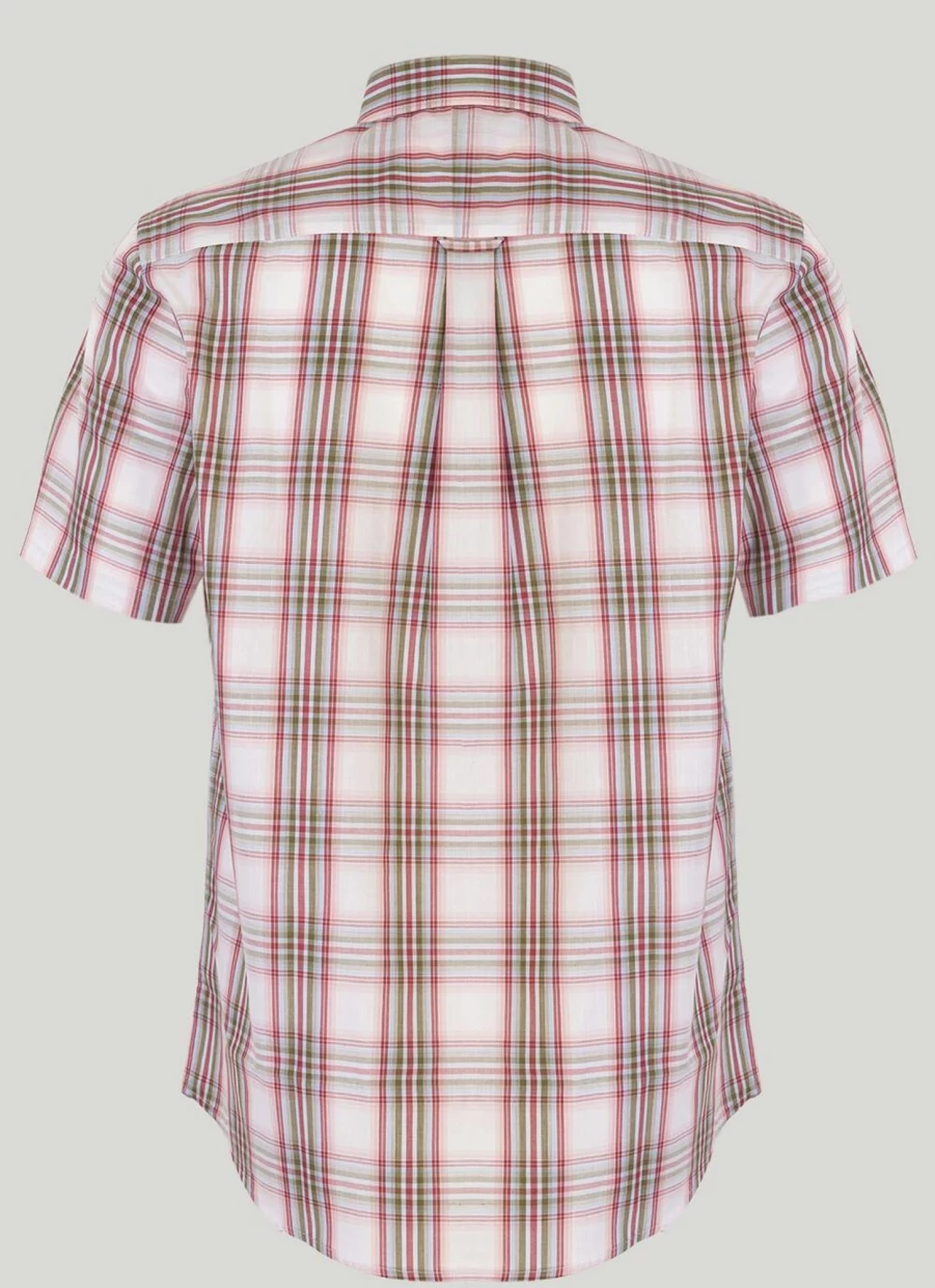 James Pringle Men's Classic Short Sleeve Check Shirt - Casual Plaid Button-Up Top