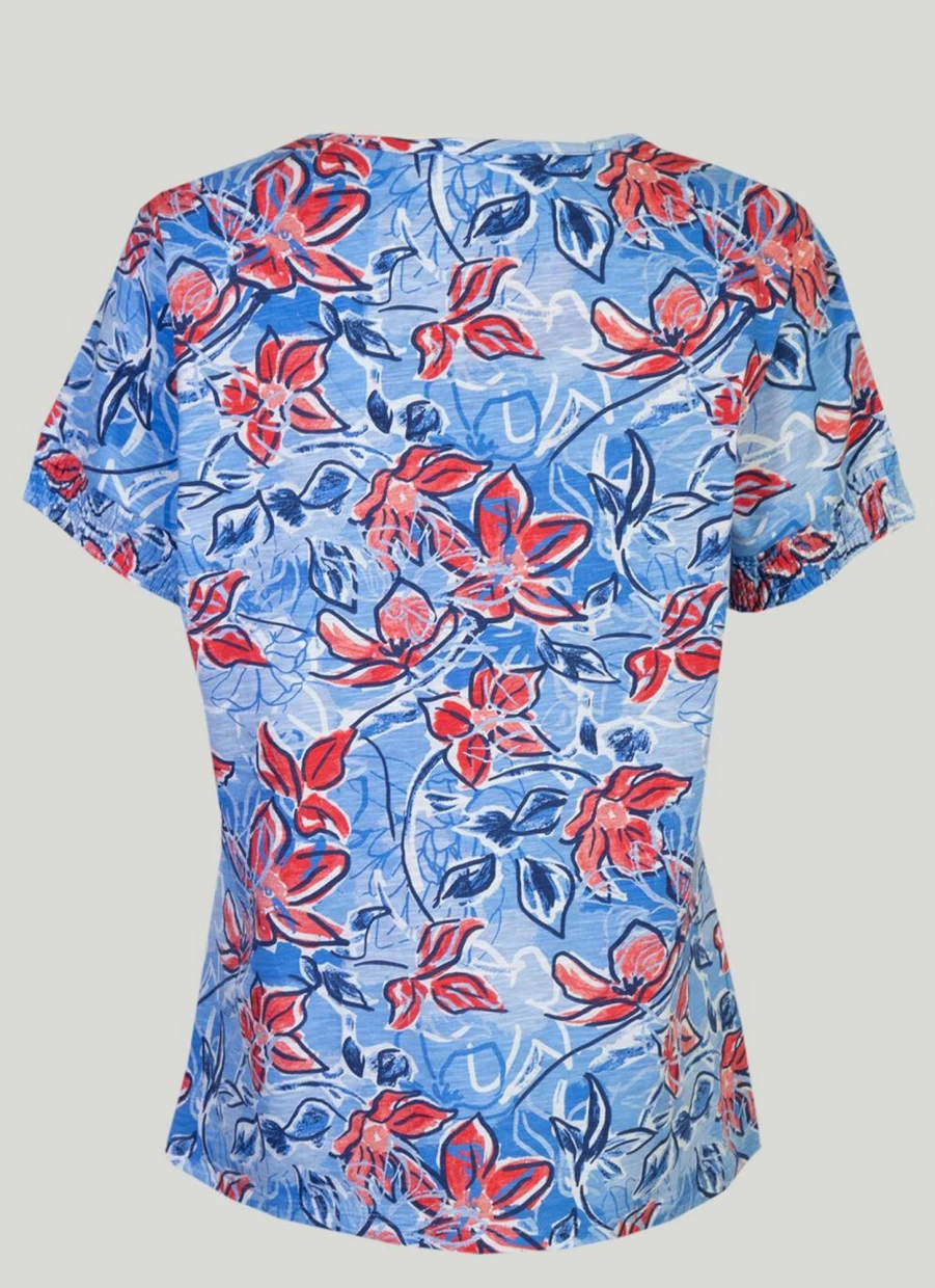 Isle Women's Print Notch Neck T-Shirt - Stylish Casual Tee for Everyday Wear