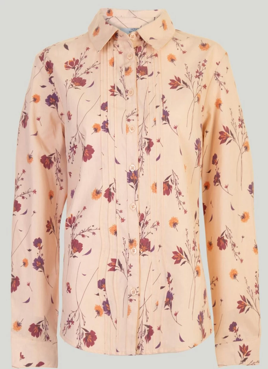 Honor Millburn Women's Ivory Print Blouse - Elegant Floral Top for Women