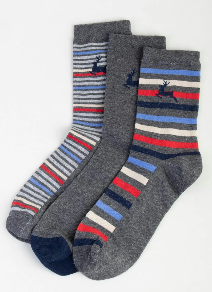 James Pringle Men's Stag Socks Gift Set - 3 Pack Premium Boxed Hosiery for Him