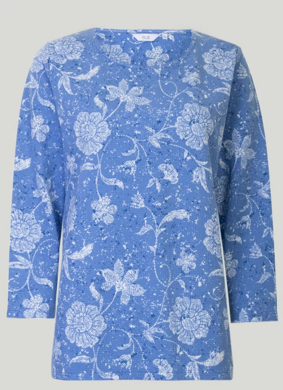 "Isle Women's Textured Print Top - Stylish & Comfortable Blouse for Everyday Wear"