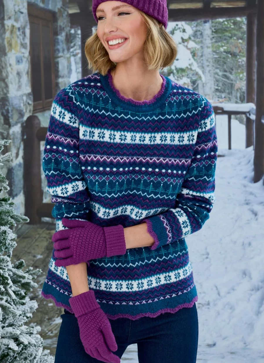 Isle Women's Grape Honeycomb Knit Gloves - Stylish & Warm Winter Accessories