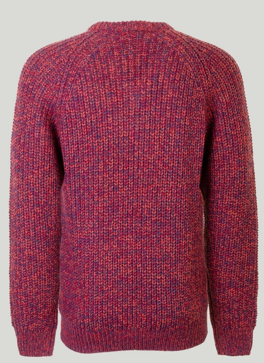 PG Field Men's Red V-Neck Fisherman Rib Knit Jumper Sweater