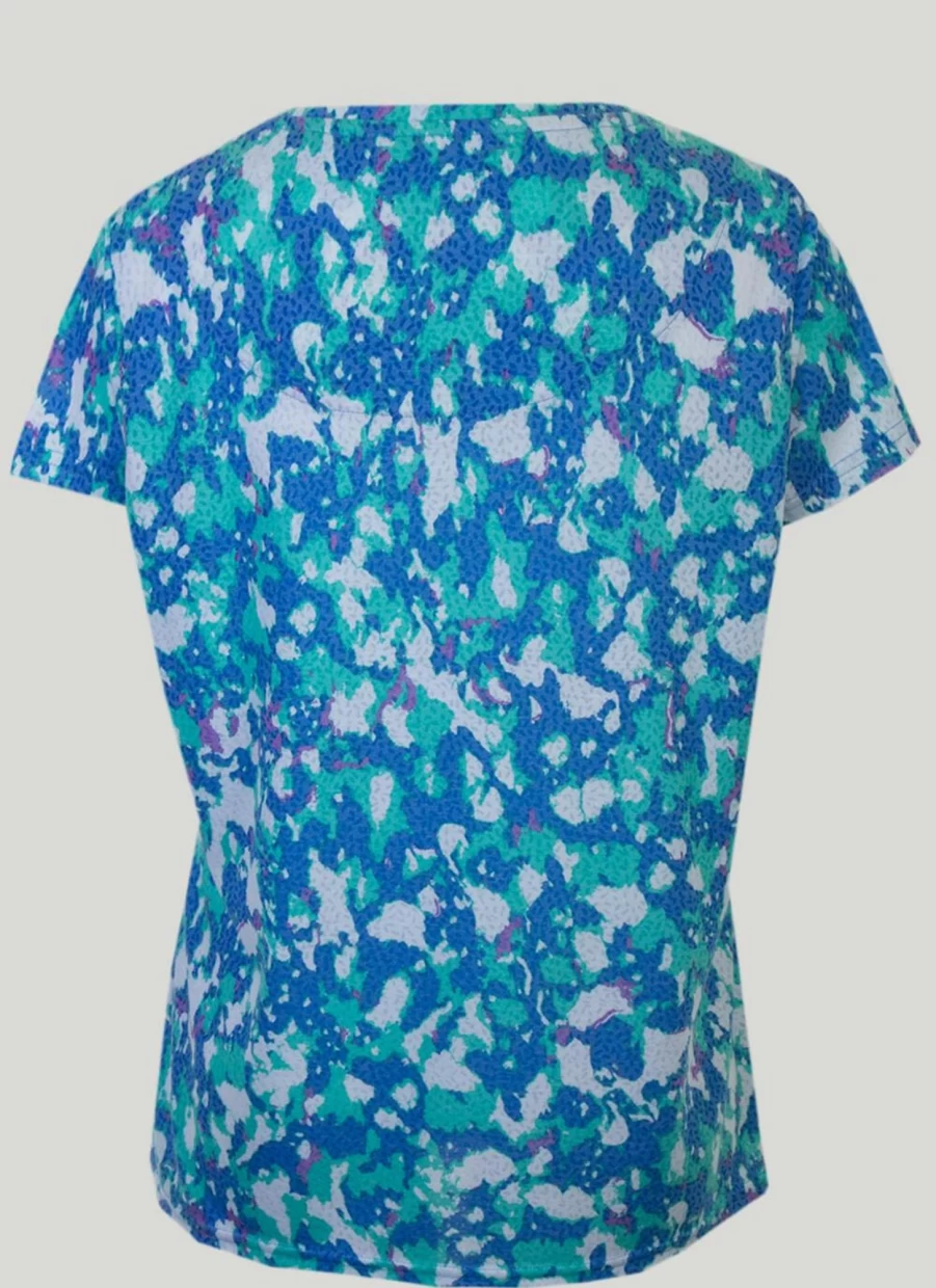 Isle Women's Aqua Burnout Top - Lightweight Distressed Summer Blouse