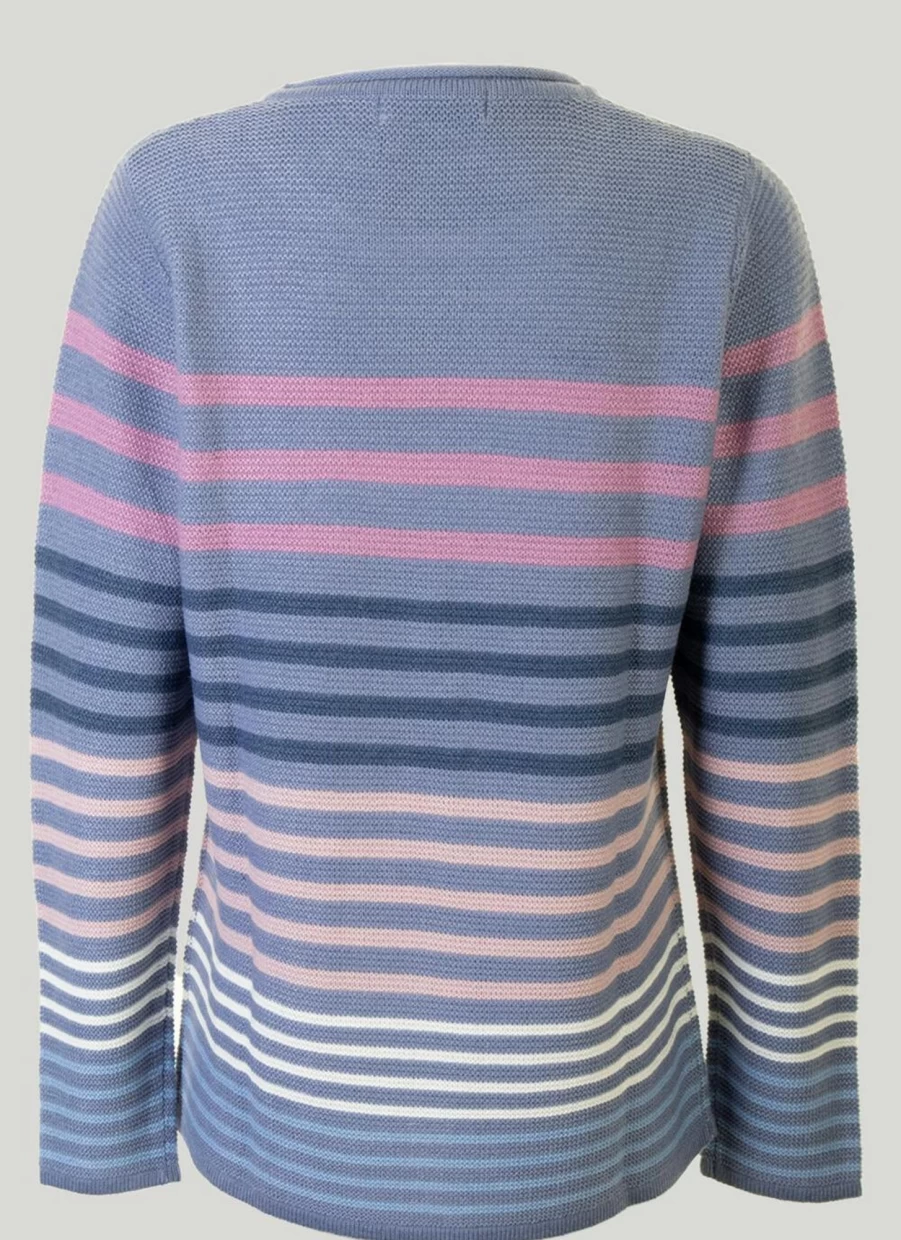 Isle Women's Stripe Jumper - Soft Knit Comfort Fit Casual Pullover