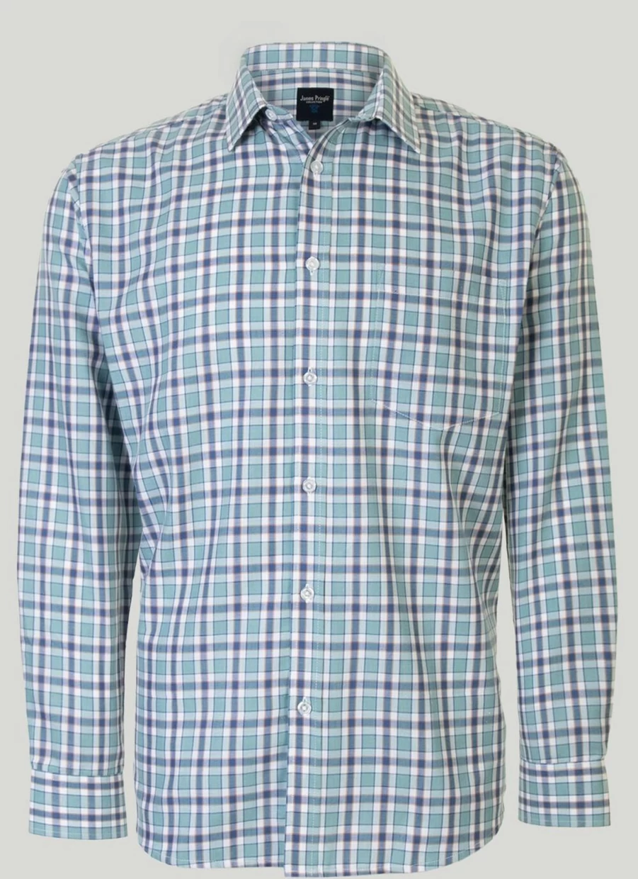 James Pringle Men's Classic Long Sleeve Check Shirt - Premium Tartan Plaid Button Down