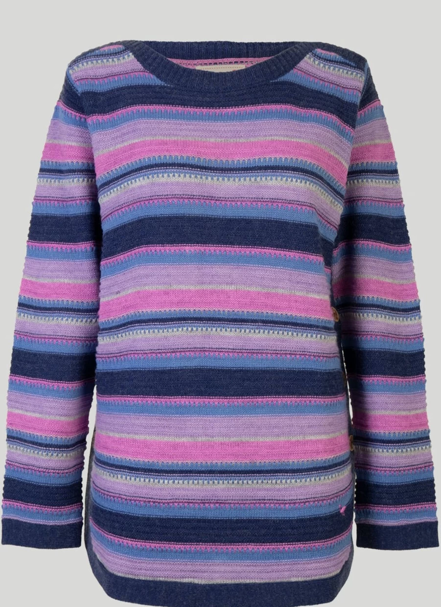 Country Rose Women's Stripe Jumper - Soft Knit Comfortable Casual Sweater