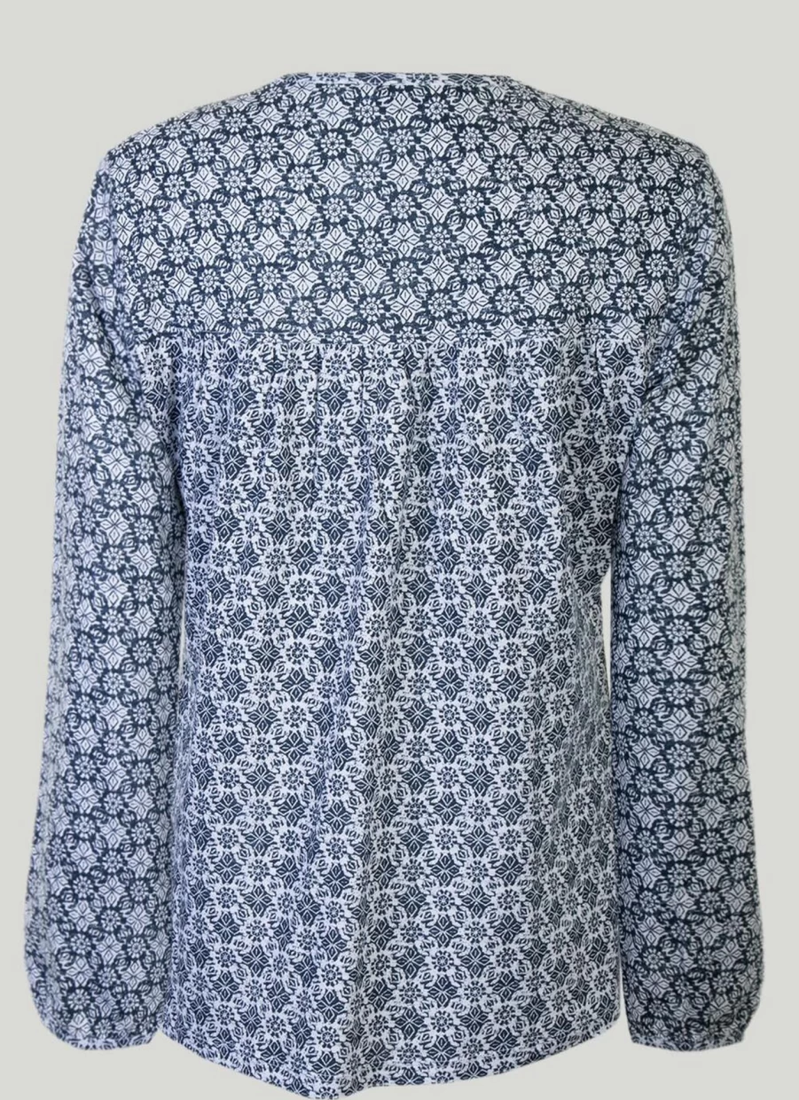 "Isle Women's Stylish Tie Neck Printed Blouse - Floral Summer Tops"