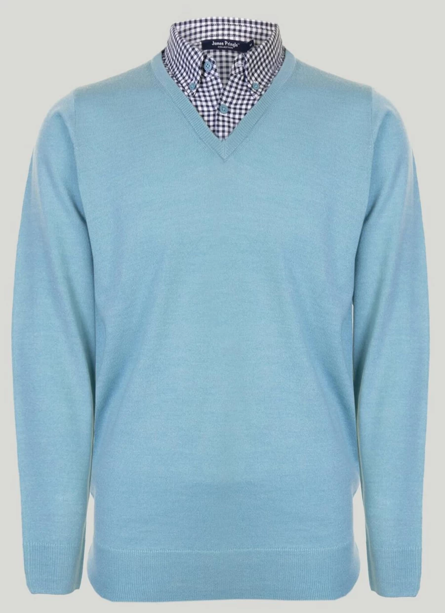James Pringle Men's Mock Neck V-Neck Jumper - Classic Knit Sweater for Men