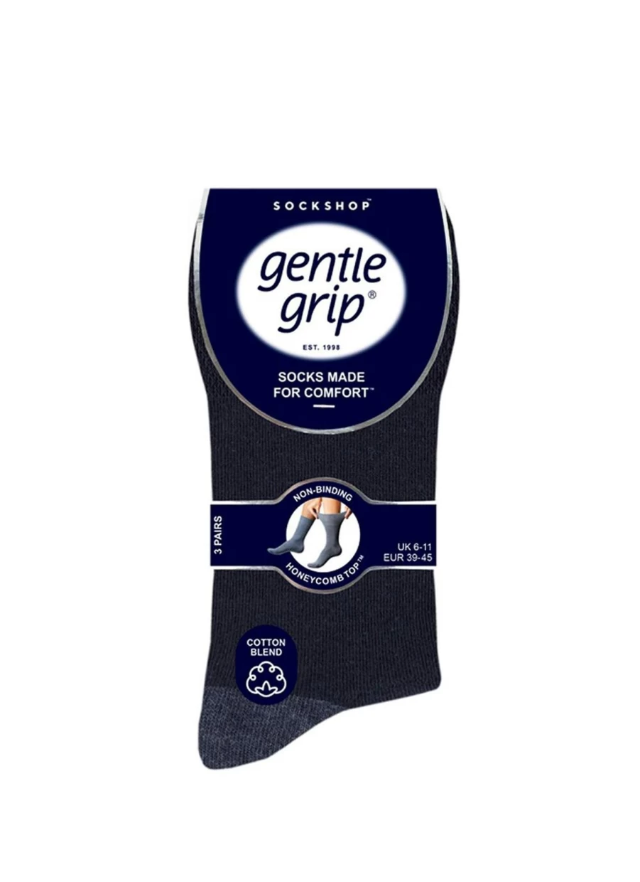 Gentle Grip Men's Ankle Socks 3 Pack - Breathable Comfort Athletic Socks for Daily Wear