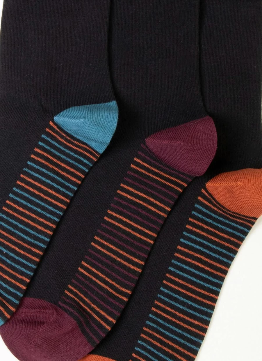 James Pringle Men's Striped Socks 3-Pack - Comfortable & Durable Casual Socks for Everyday Wear