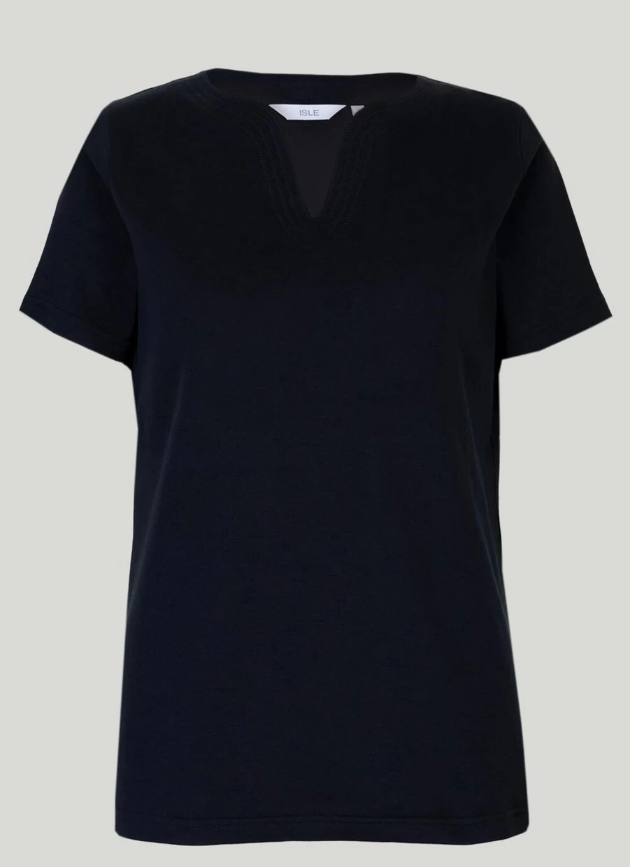 "Isle Women's Notch Neck T-Shirt - Stylish Crew Neck Casual Tee"