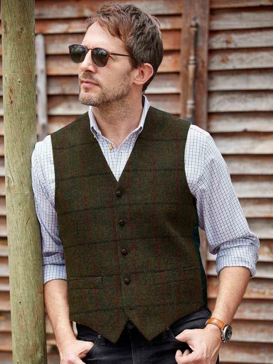 Harris Tweed Gigha Men's Waistcoat - Classic British Vest for Formal Wear
