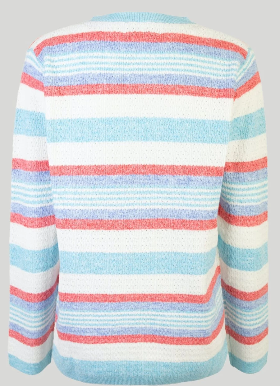 Isle Women's Stripe Knit Jumper - Soft Crewneck Sweater for Casual Comfort
