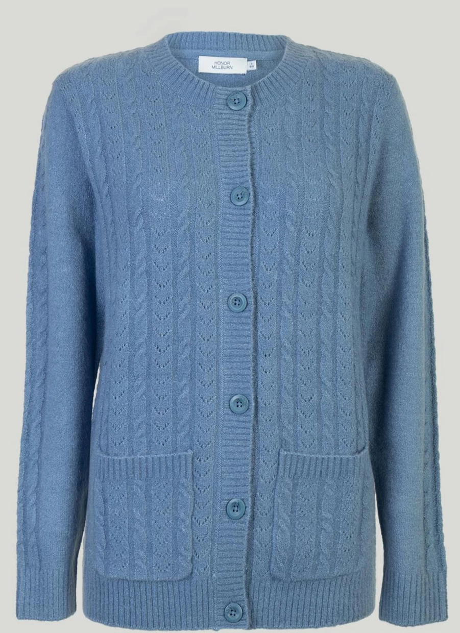 Honor Millburn Women's Cable Knit Cardigan - Soft Chunky Sweater for Cozy Outfits