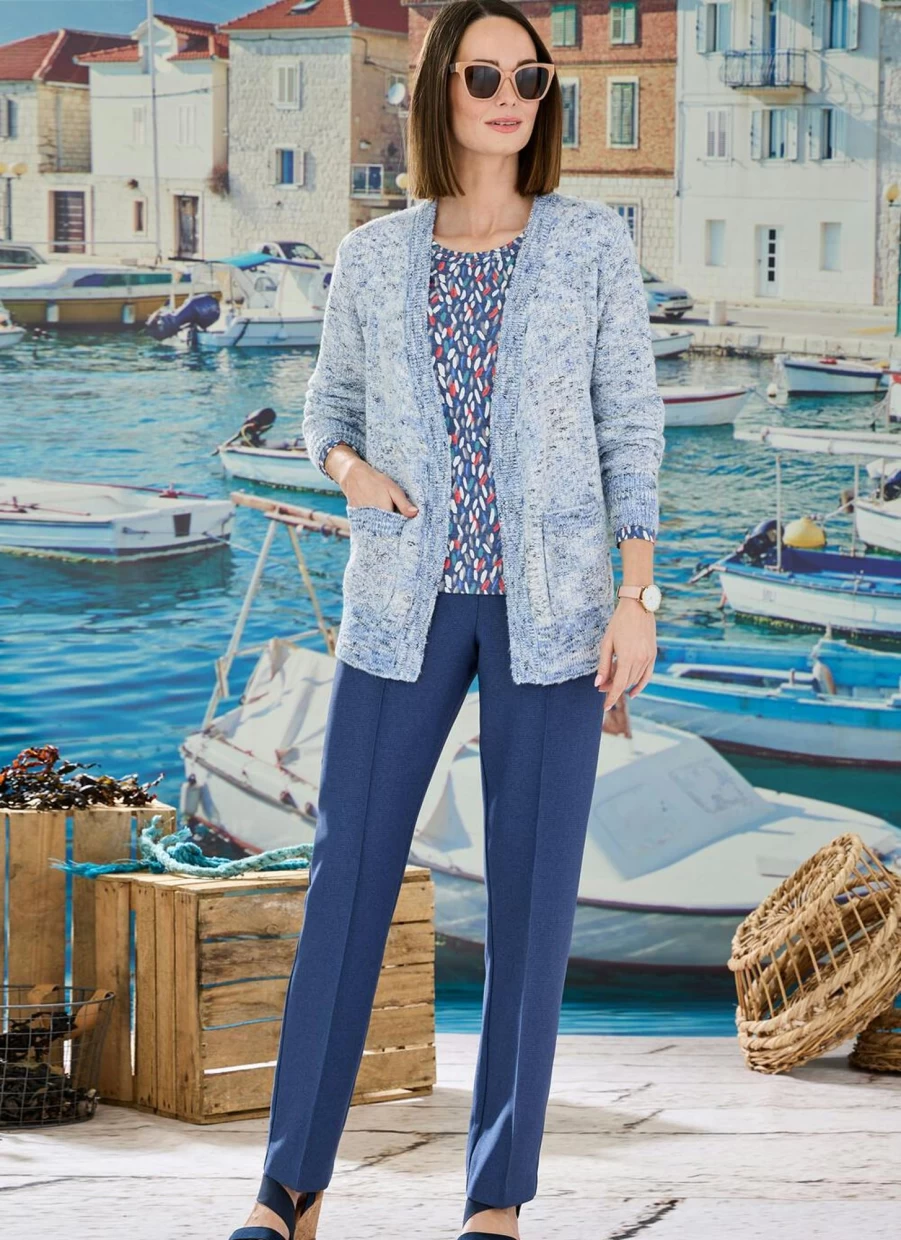 Honor Millburn Women's Dark Blue Classic Trousers - Timeless Slim Fit Pants for Elegant Style
