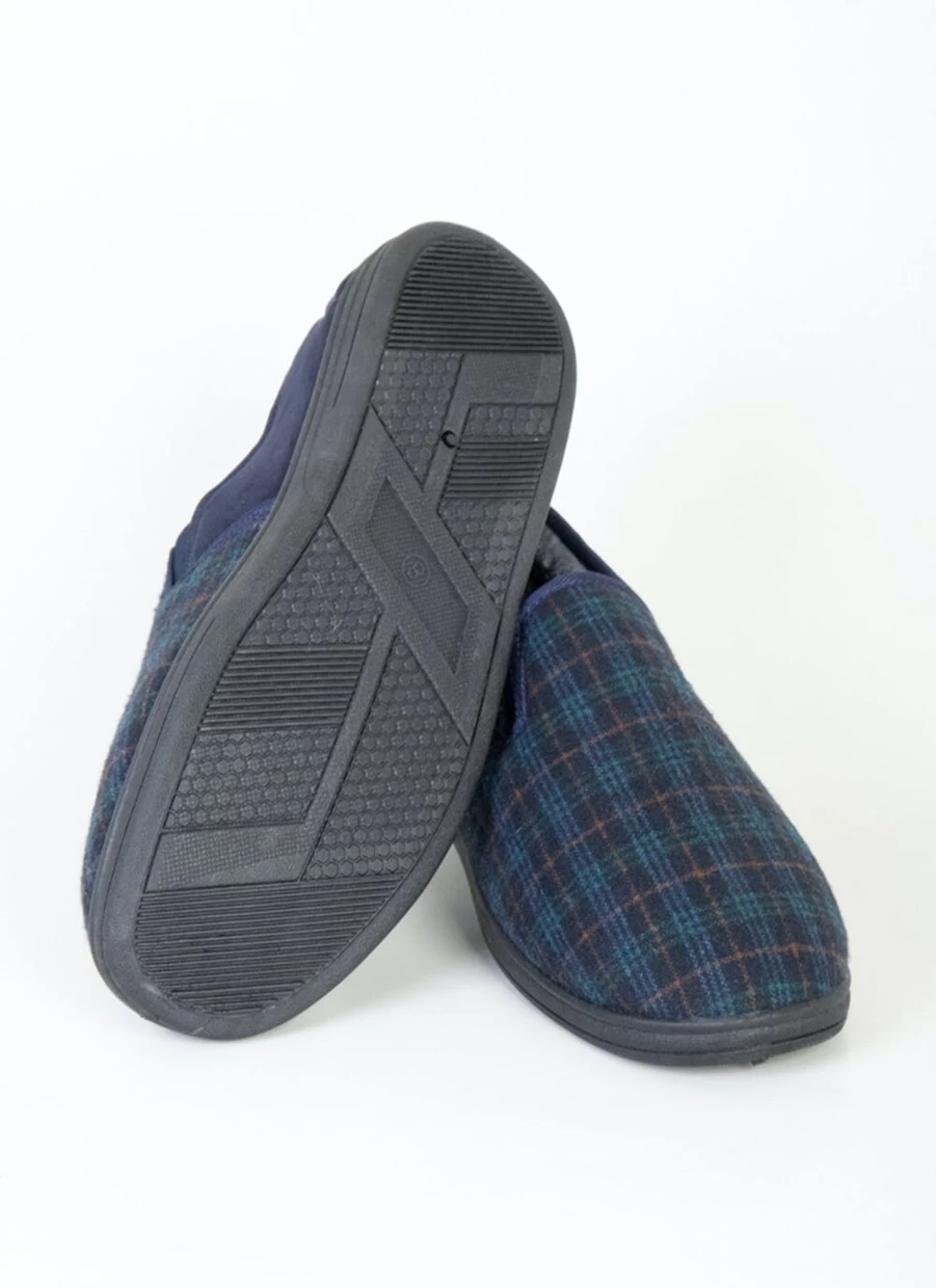 James Pringle Men's Check Pattern Slippers - Comfortable Plaid Indoor/Outdoor House Shoes