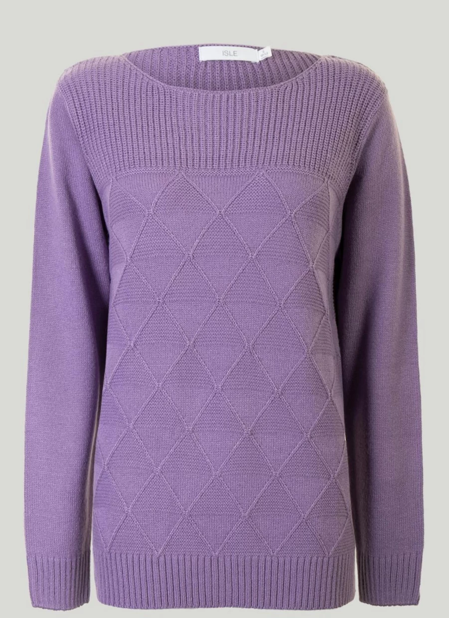 Isle Women's Diamond Knit Jumper | Elegant Casual Sweater