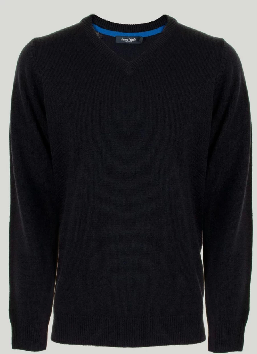 James Pringle Men's V Neck Fine Knit Jumper - Lightweight Comfortable Sweater