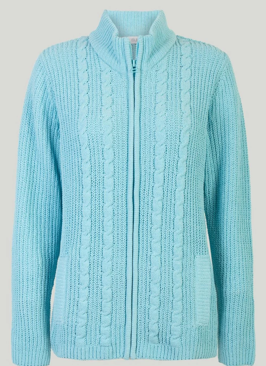 Isle Women's Chenille Zip-Up Cardigan Cozy Soft Knit Sweater