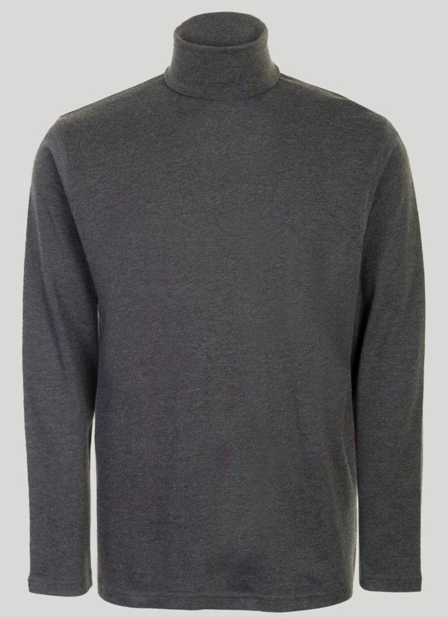 James Pringle Men's Charcoal Roll Neck Jersey Top - Soft Knit Slim Fit Pullover