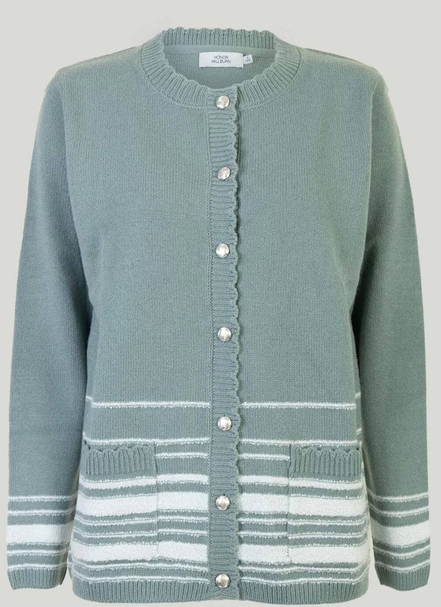 Honor Millburn Women's Boucle Detail Cardigan - Soft Knit Button-Up Sweater for Women