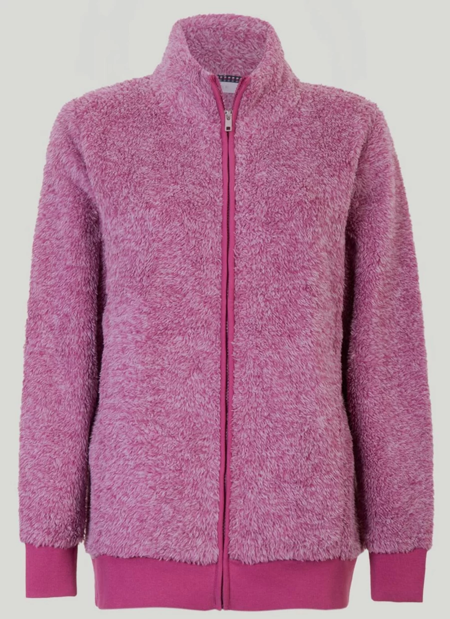 "Isle Loungewear Women's Raspberry Sherpa Jacket - Cozy Fleece Outerwear"
