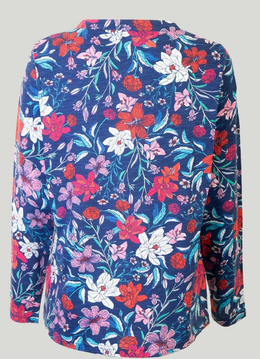 "Isle Women's Navy Blue Floral Print Top"
