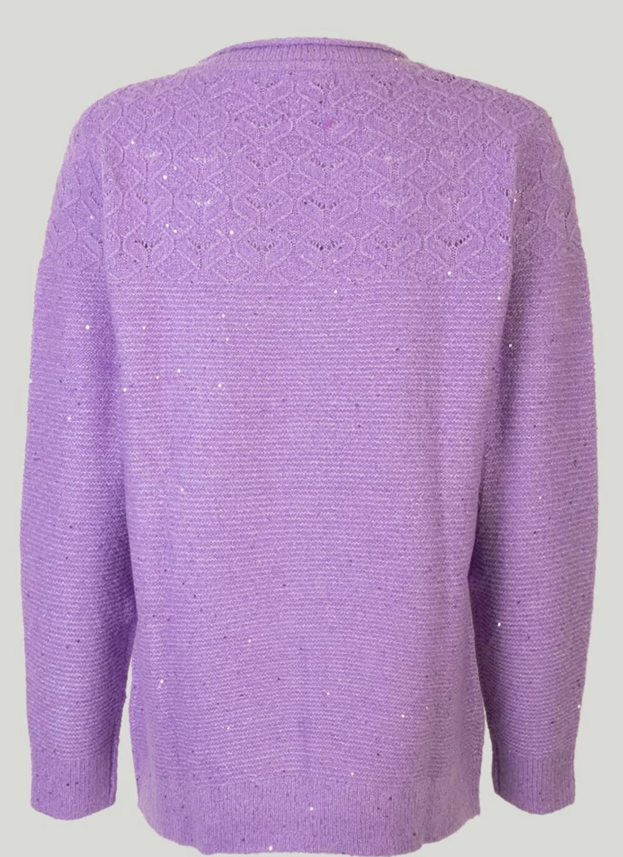 Isle Women's Purple Sequin Jumper - Glittery Party Sweater for Evening Wear