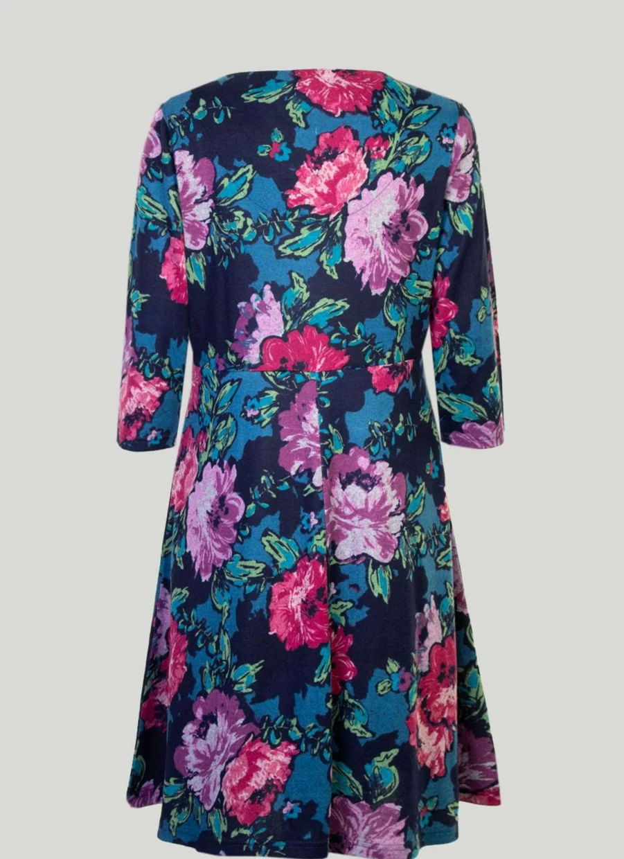 Isle Women's Navy Blue Floral Print Dress - Elegant Flowy Summer Dress