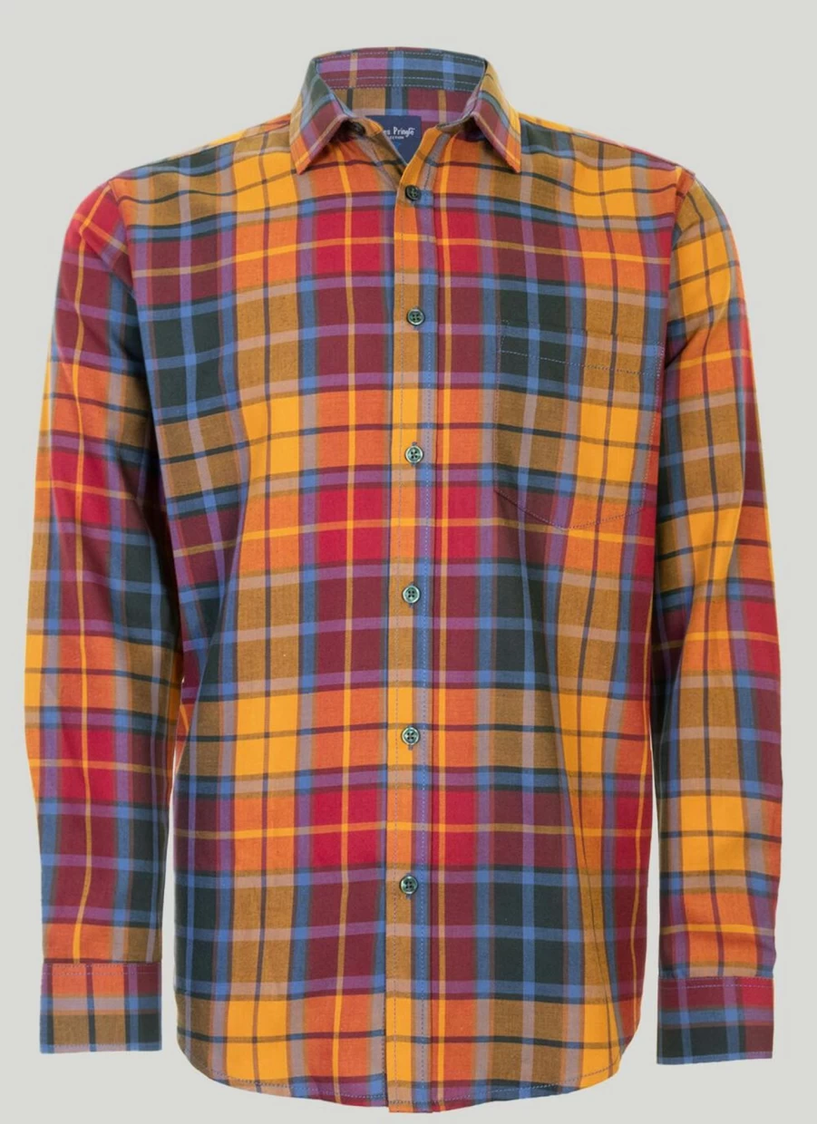 James Pringle Men's Rust Check Shirt - Classic Plaid Button-Up for Men