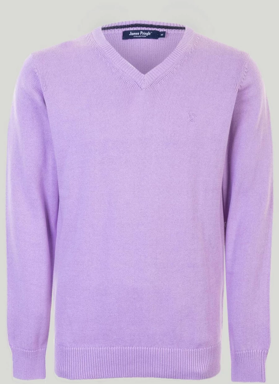 James Pringle Men's Cotton V-Neck Jumper - Soft Casual Knit Sweater