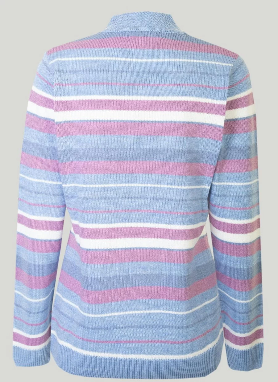 Isle Women's V-Neck Striped Jumper - Casual Comfort Knit Sweater