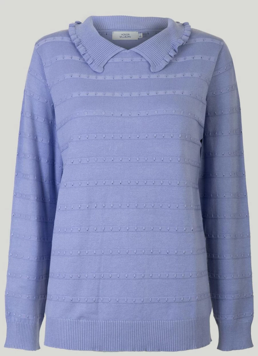 Honor Millburn Women's Frill Collar Jumper - Elegant Knit Sweater with Decorative Neckline