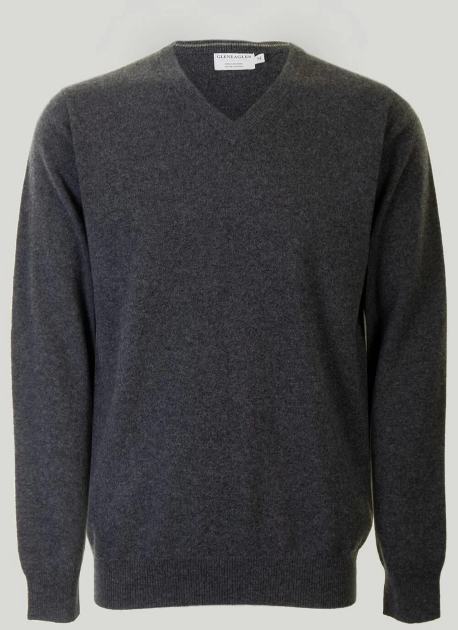 Gleneagles Men's Premium Cashmere V-Neck Sweater – Soft Luxury Knitwear for Gentlemen