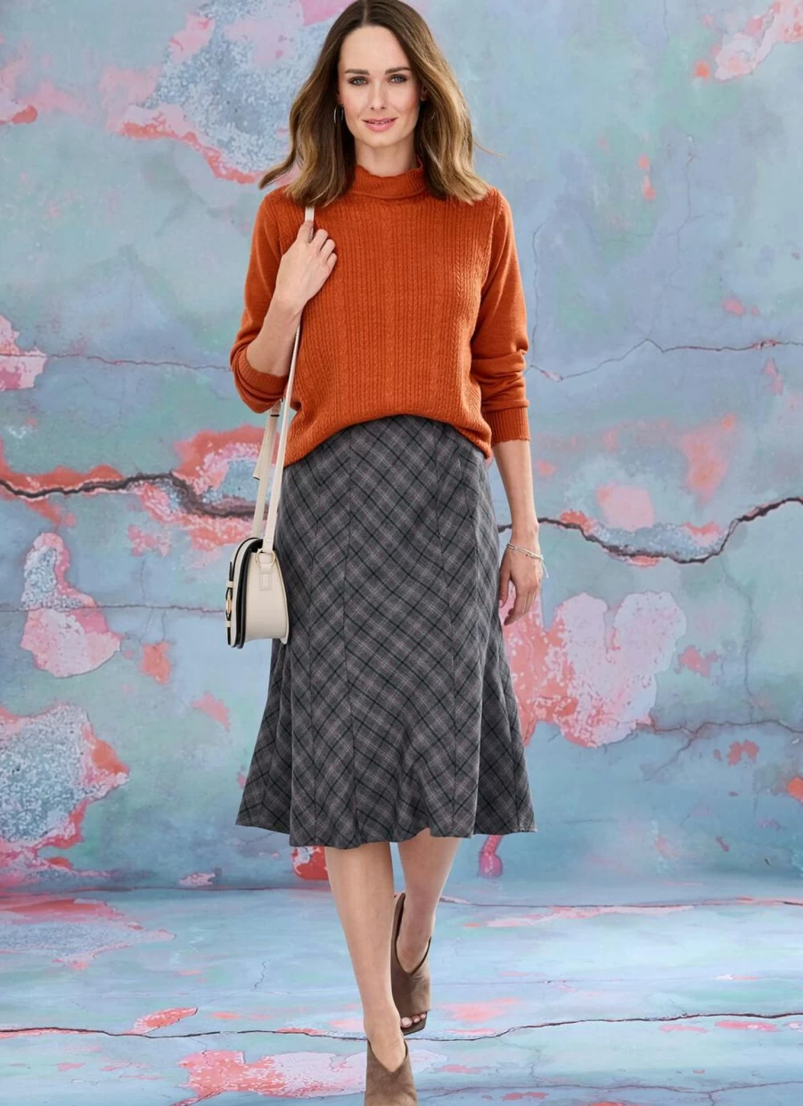 Honor Millburn Women's Checkered Textured Lined Skirt - 27 Inch Waist, Stylish and Comfortable