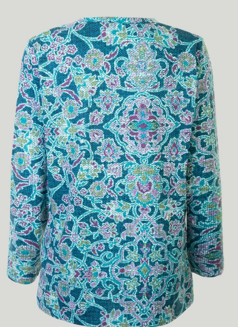 "Isle Women's Turquoise Printed Blouse – Stylish Casual Top"