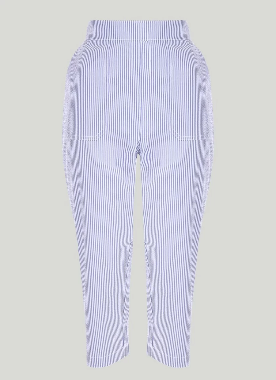 "Isle Women's Cropped Striped Trousers - High Waisted Slim Fit Ankle Pants"