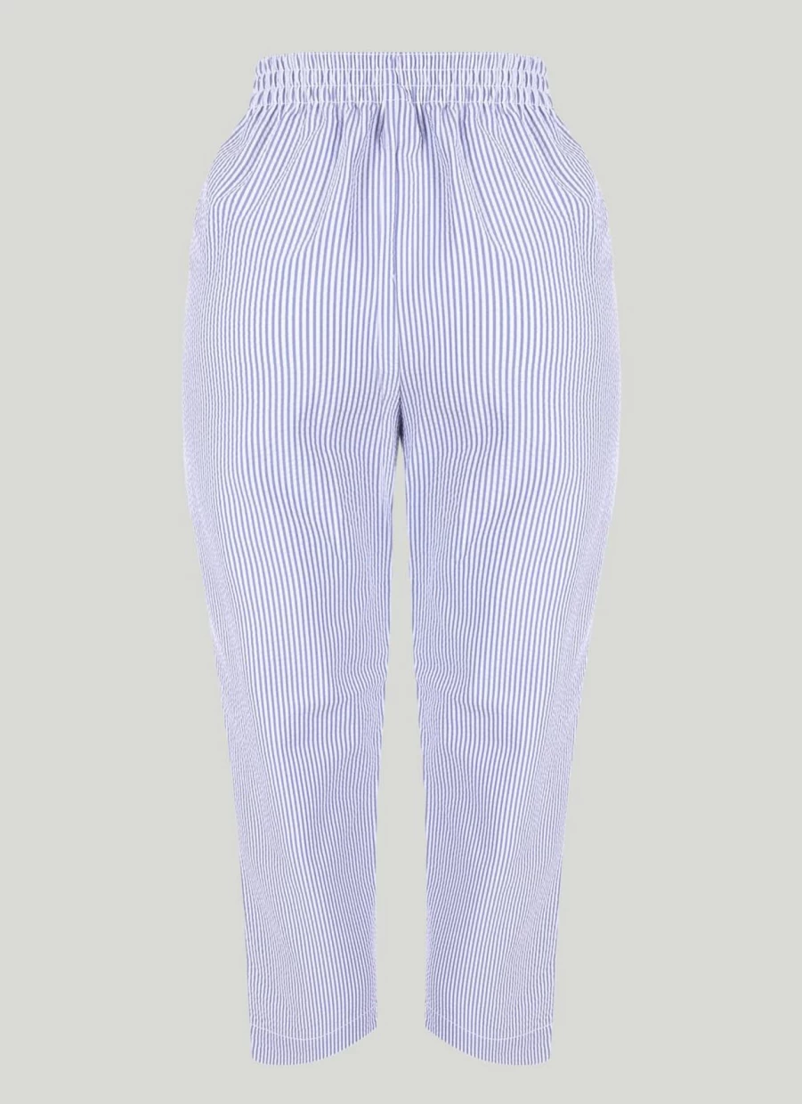 "Isle Women's Cropped Striped Trousers - High Waisted Slim Fit Ankle Pants"