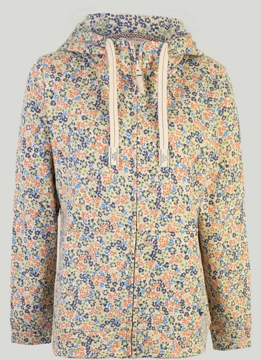 Country Rose Women's Floral Print Zip-Up Hoodie - Stylish Casual Pullover with Floral Design