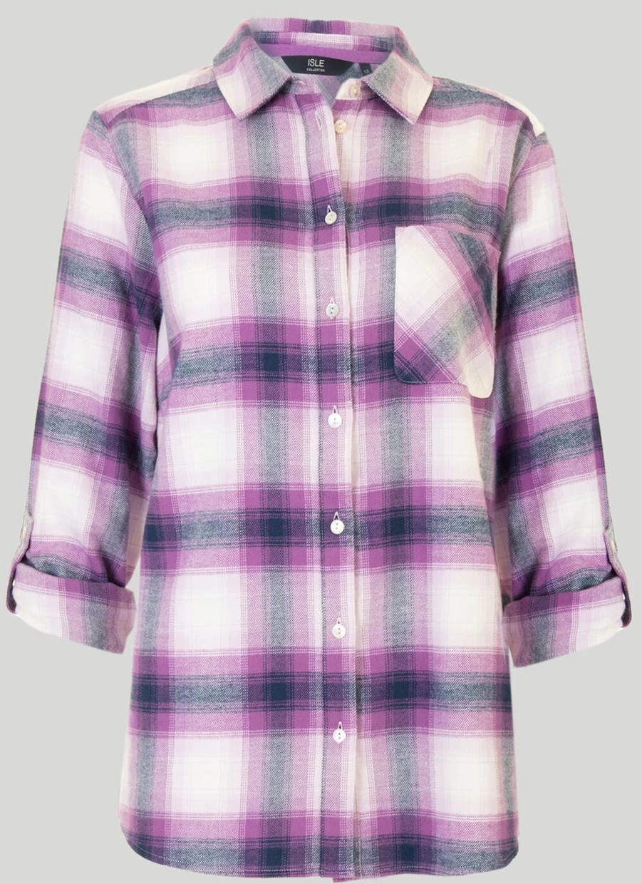 "Isle Women's Classic Check Shirt - Stylish Plaid Button-Up for Women"