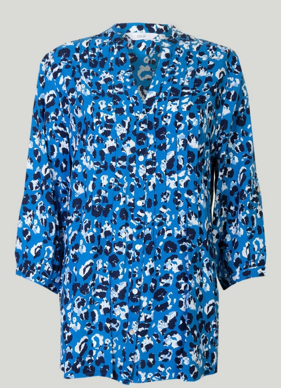 "Isle Women's Viscose Mandarin Collar Blouse"
