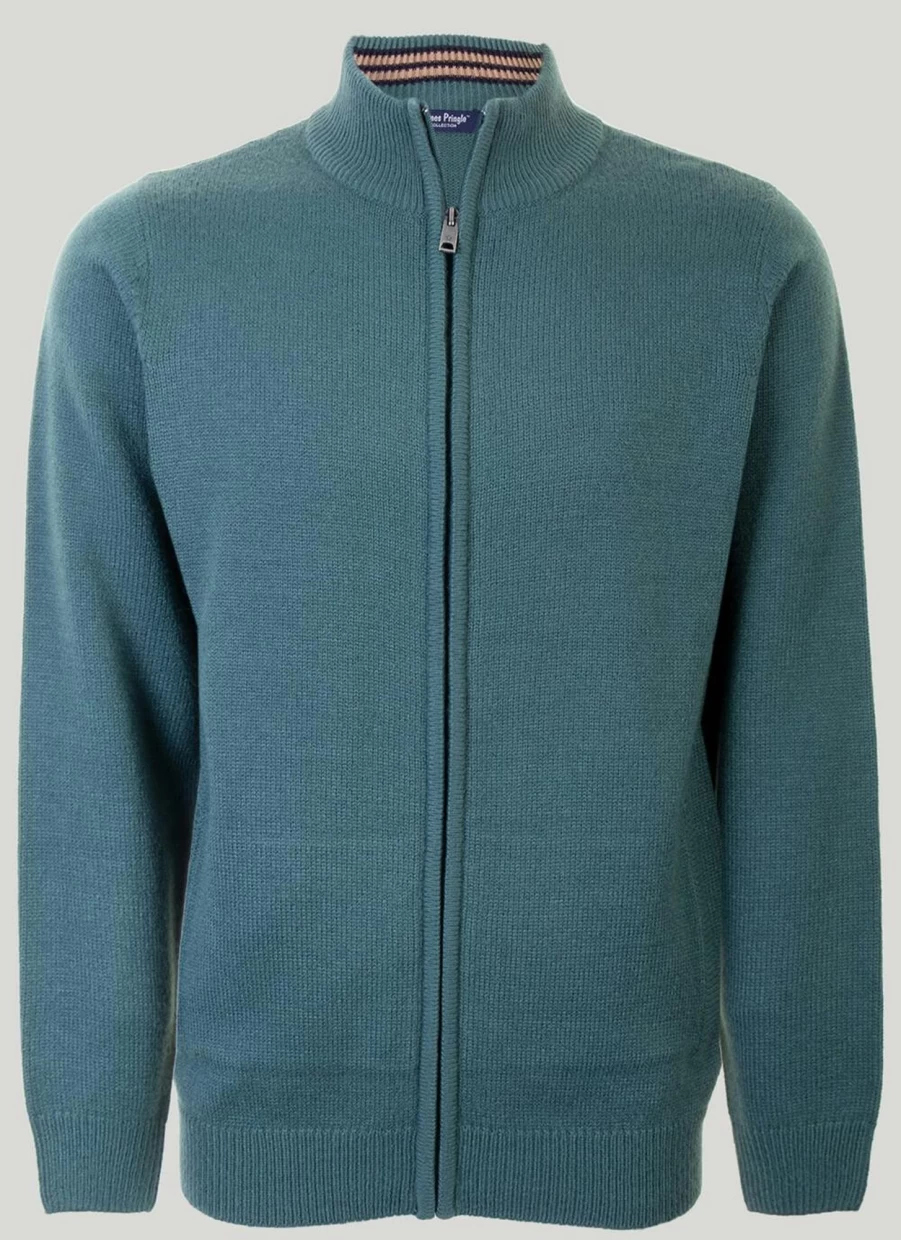 James Pringle Men's Zip Thru Cardigan - Lightweight Knit Sweater with Full Zip Front