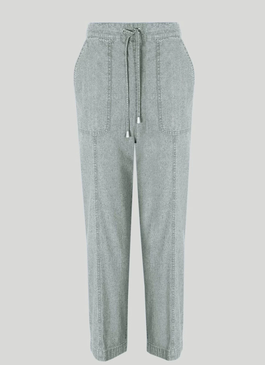 Isle Women's Chambray High-Waist Trousers 30" - Comfortable & Stylish Casual Pants