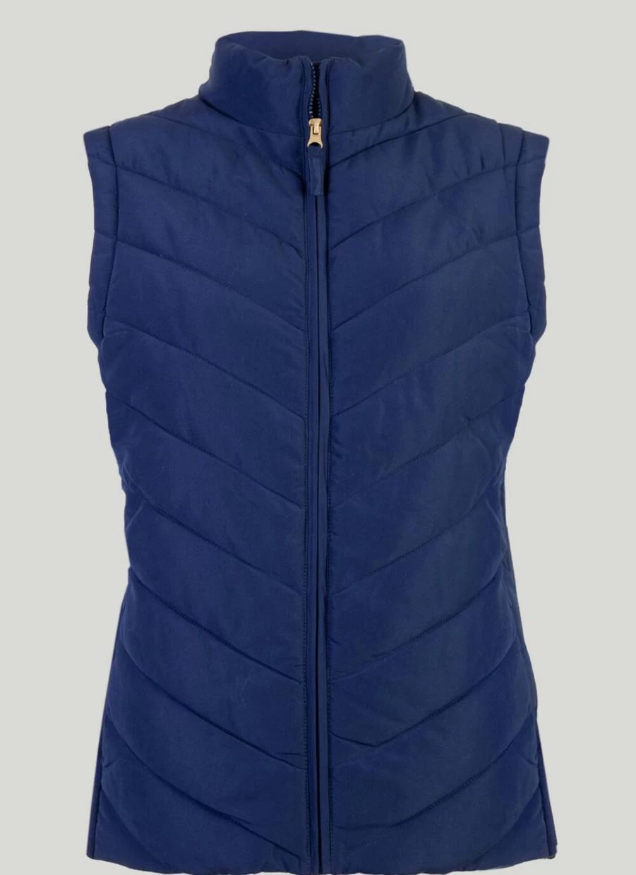 Country Rose Women's Navy Quilted Padded Gilet Vest