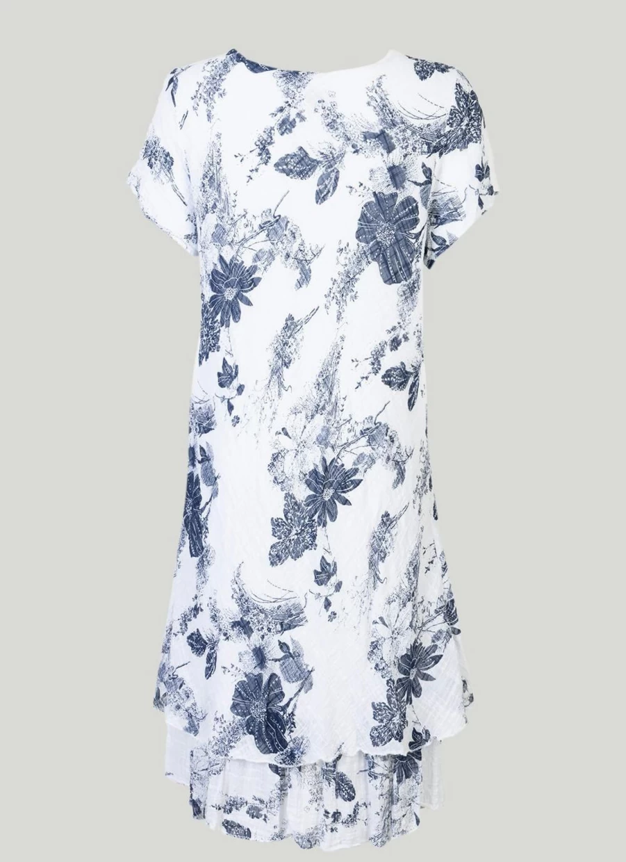 Sugar Crisp Women's Ivory Floral Print Dress - Elegant Flowy Summer Dress