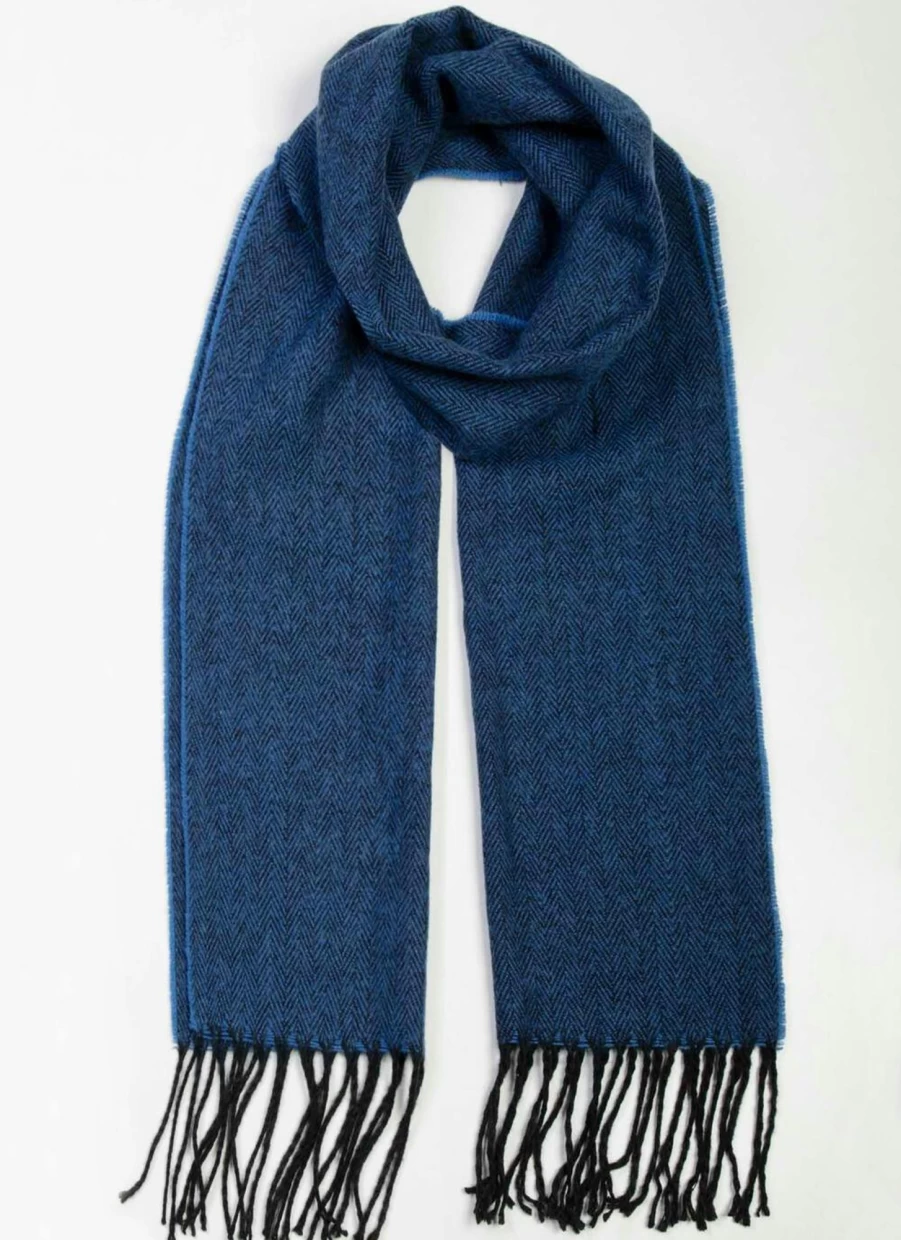 James Pringle Men's Herringbone Pattern Scarf - Classic Wool Winter Accessory
