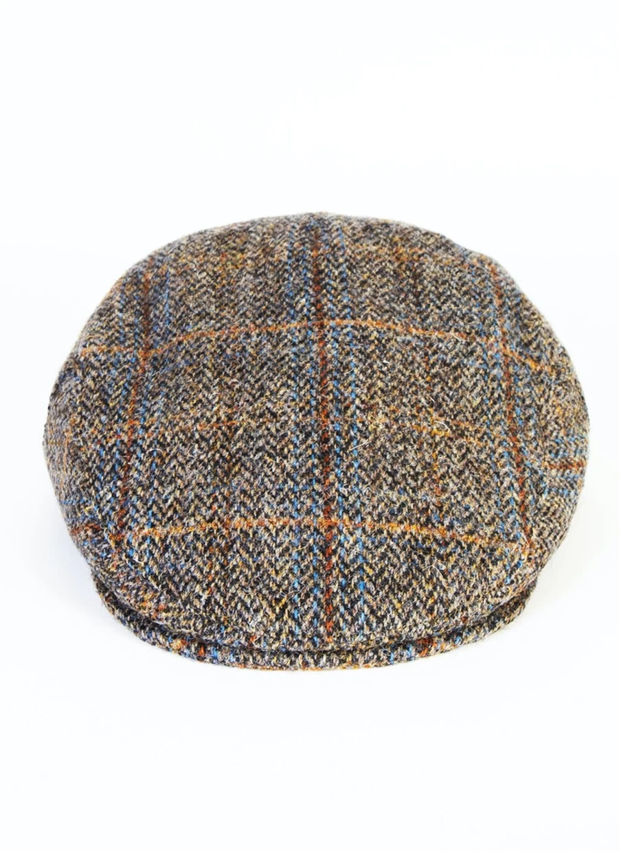 Harris Tweed Men's Classic British Flat Cap - Vintage Wool Newsboy Hat