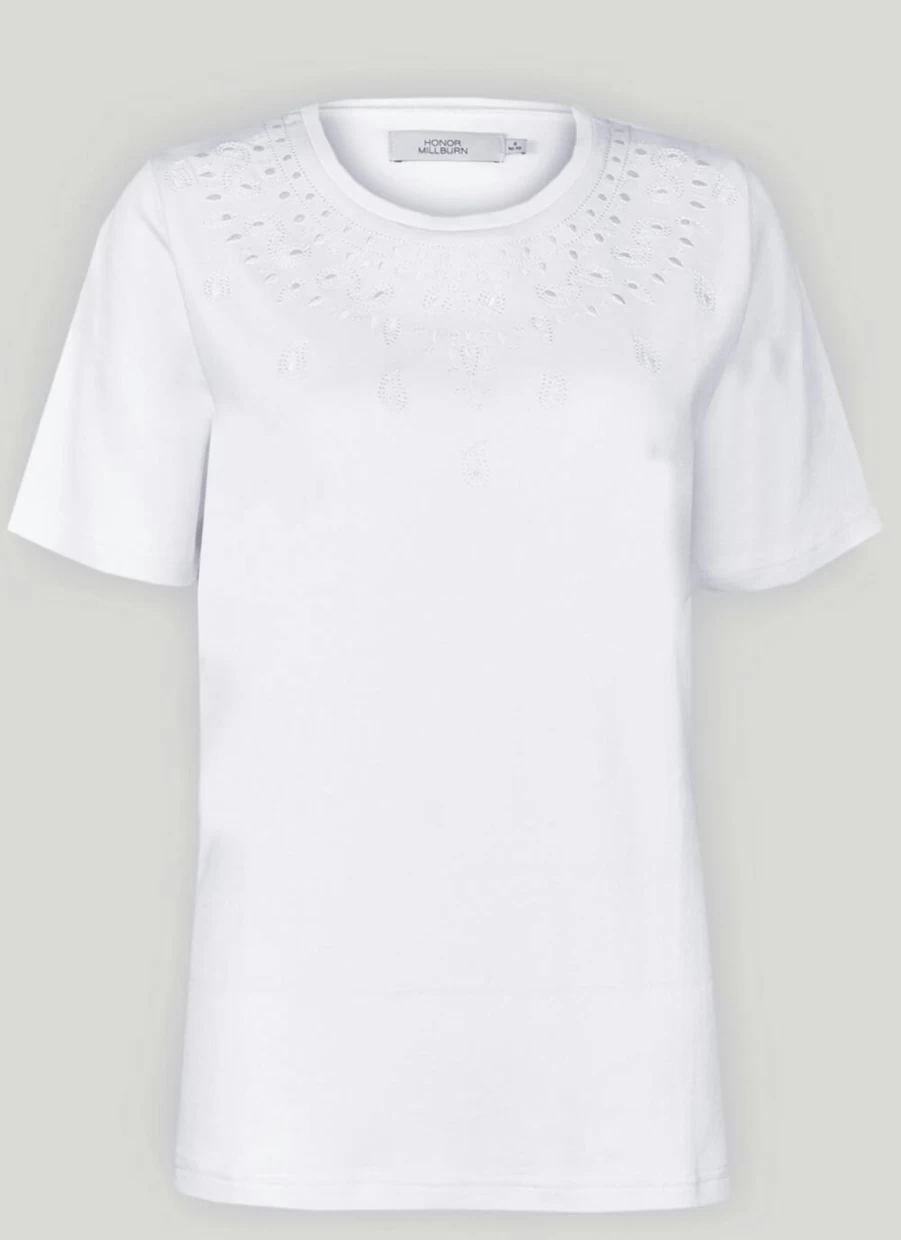 Honor Millburn Women's Embroidered Cotton T-Shirt - Stylish Casual Top for Everyday Wear