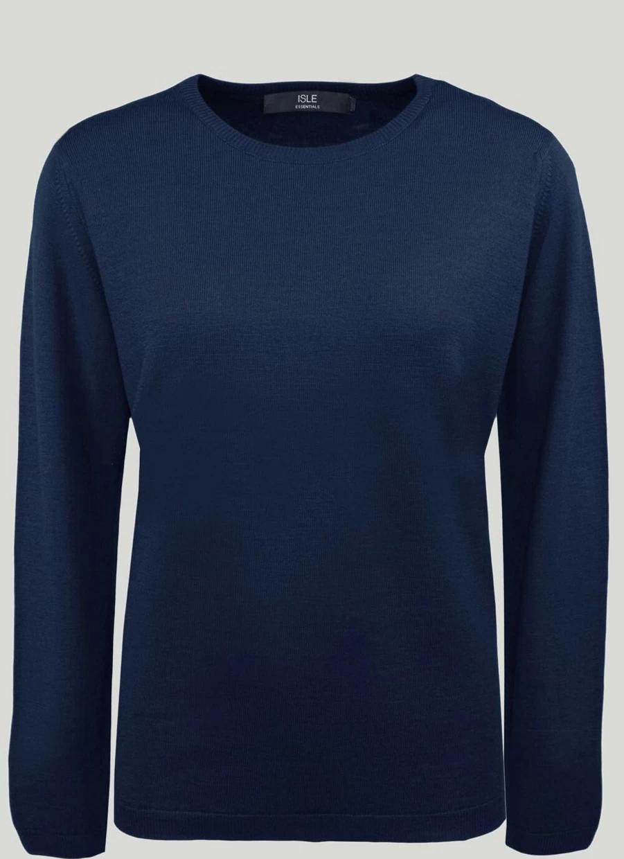 Isle Women's Merino Wool Crew Neck Jumper - Soft & Warm Knit Sweater